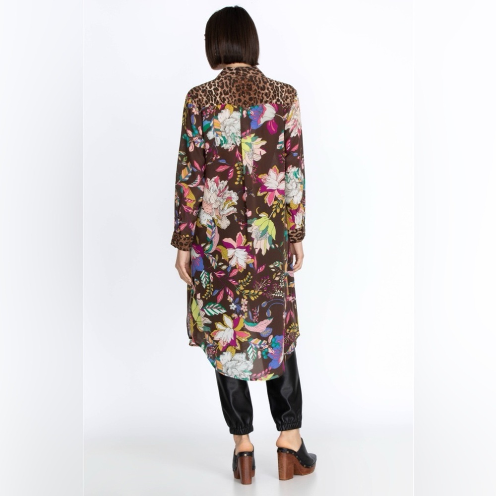 New! Johnny Was Arabella Relaxed Overshirt Tunic Leopard Floral Silk Dress ๐ค S - Picture 11 of 16